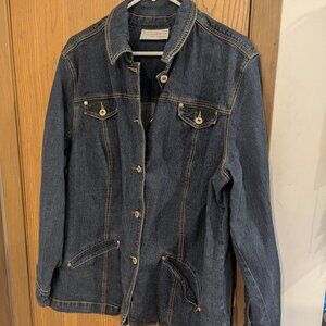 Sag Harbor Blue Denim Button Up Slant Pocket Jean Jacket -Women's Size 1X